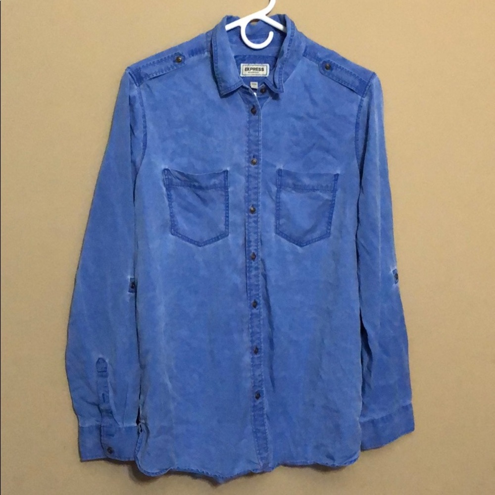 Express Boyfriend Denim Button Up Long Sleeve